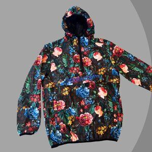 REASON BRAND Unisex Hooded Floral Windbreaker, Size Small